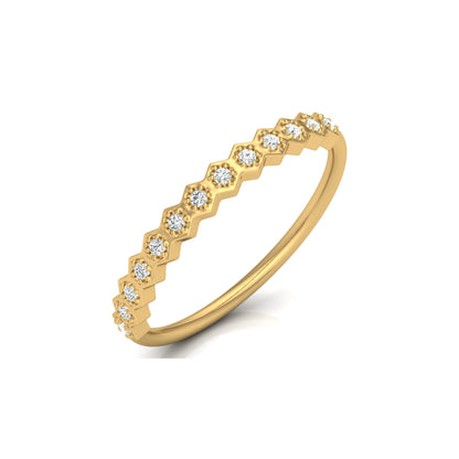 Zigzag Labgrown Round Diamond Band Ring For Women Stackable Elegance In 14K Solid Gold - HIGHCARAT DIAMONDS