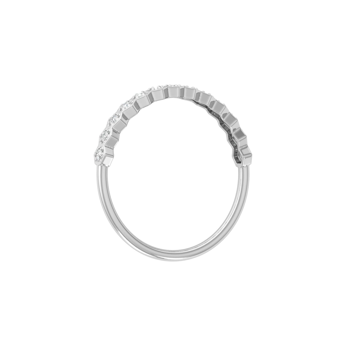Zigzag Labgrown Round Diamond Band Ring For Women Stackable Elegance In 14K Solid Gold - HIGHCARAT DIAMONDS