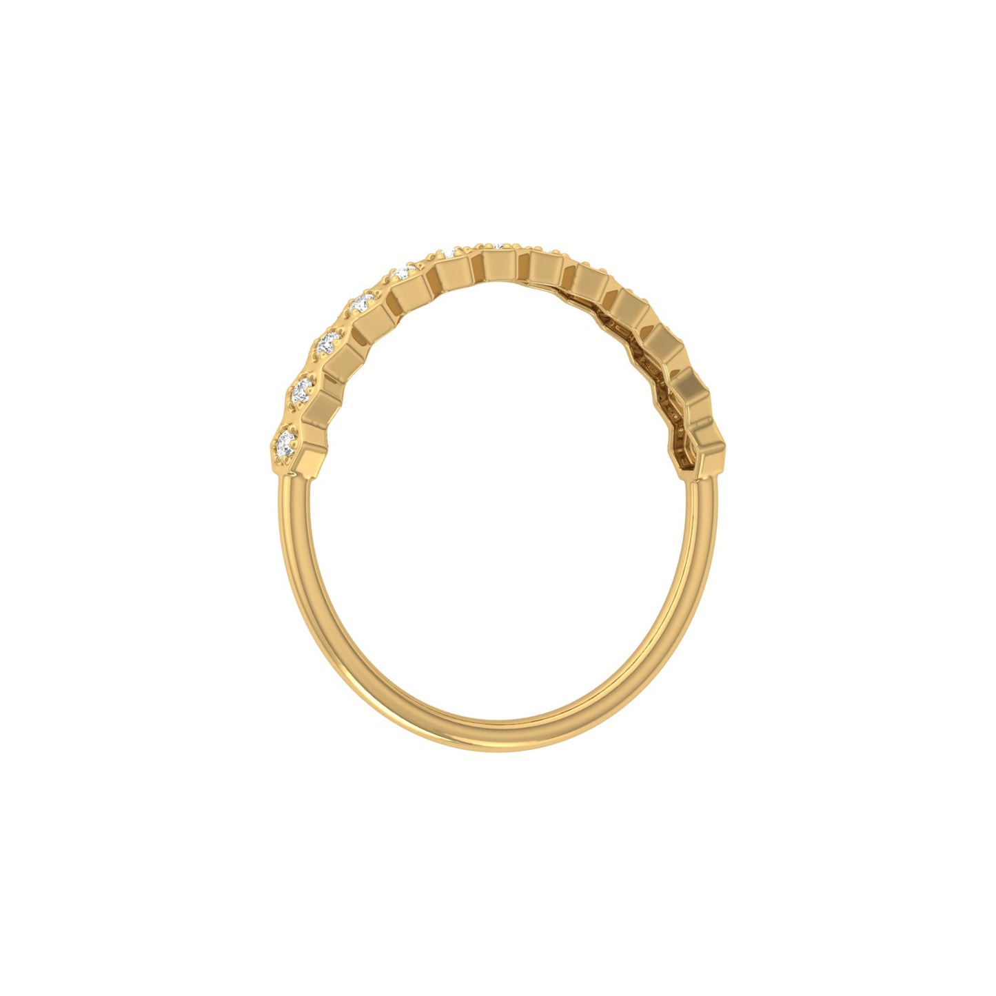 Zigzag Labgrown Round Diamond Band Ring For Women Stackable Elegance In 14K Solid Gold - HIGHCARAT DIAMONDS