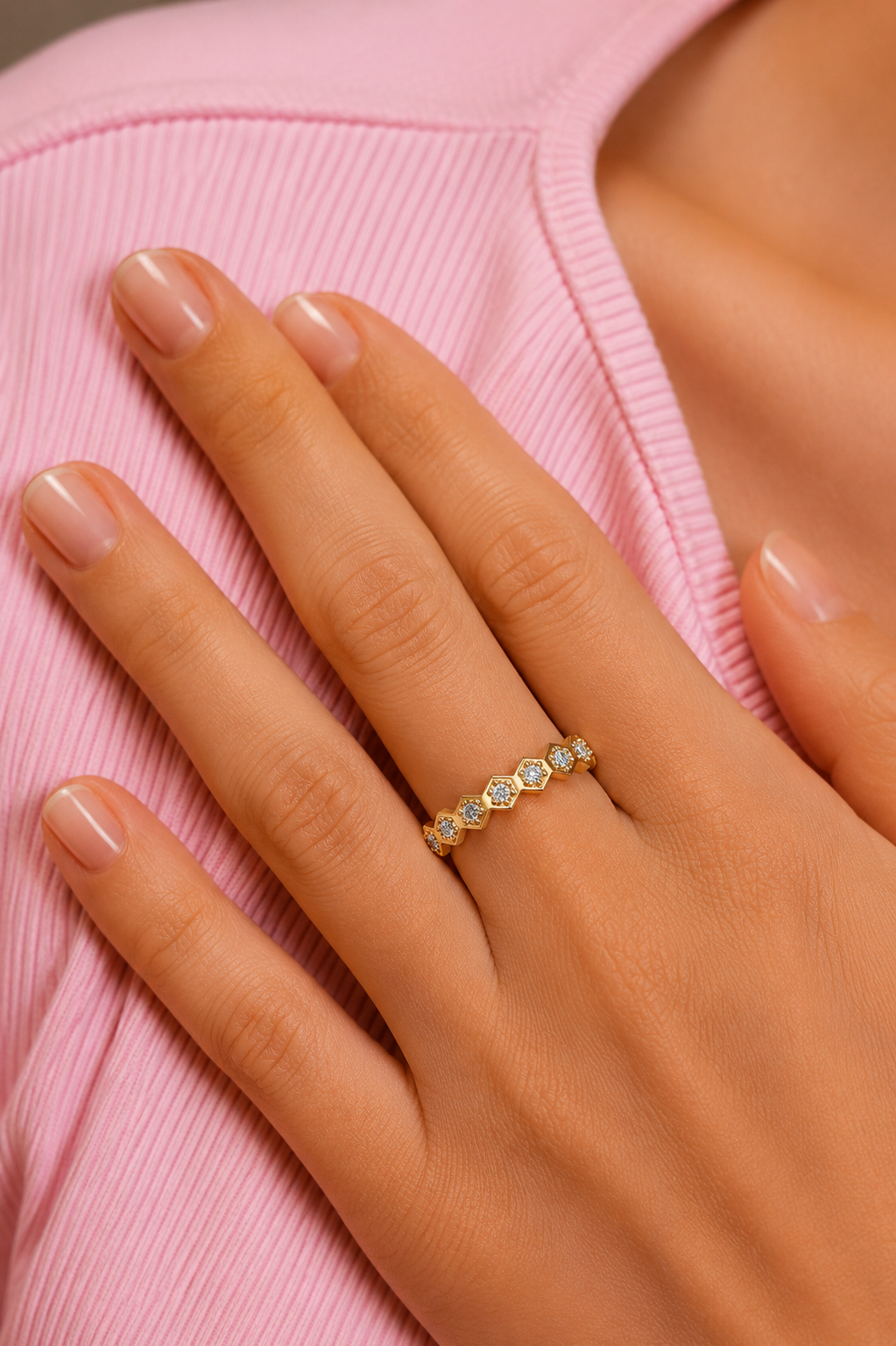 Zigzag Labgrown Round Diamond Band Ring For Women Stackable Elegance In 14K Solid Gold - HIGHCARAT DIAMONDS