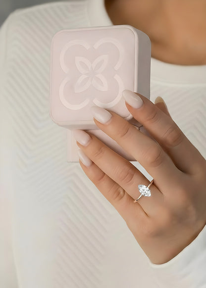 Lab Grown Marquise Cut Diamond prong set Solitaire Ring