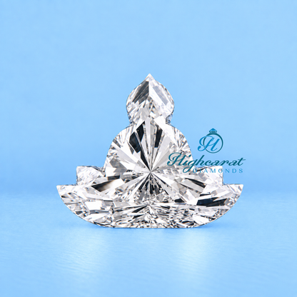 Close-up of antique Buddha shape lab grown diamond