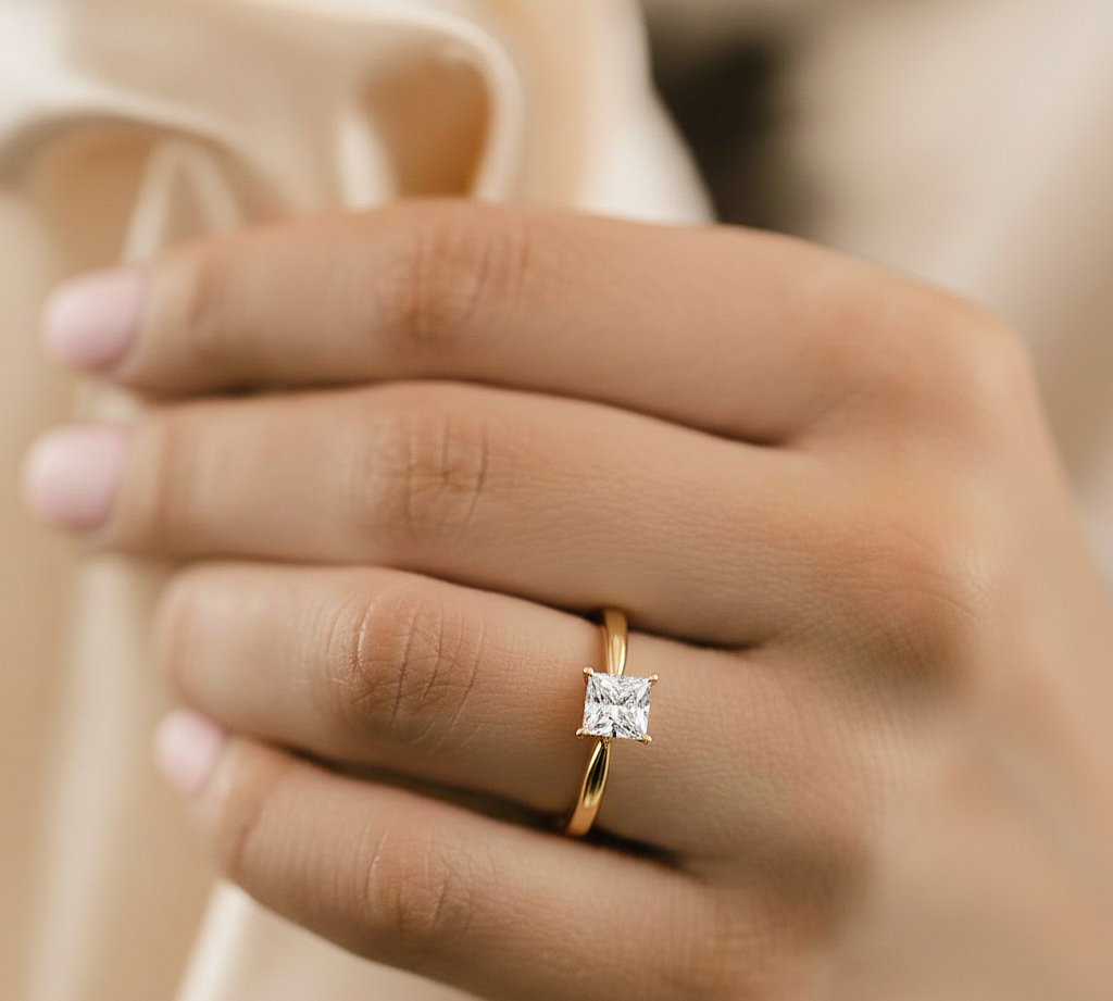 Princess Cut Lab Diamond Wedding Ring