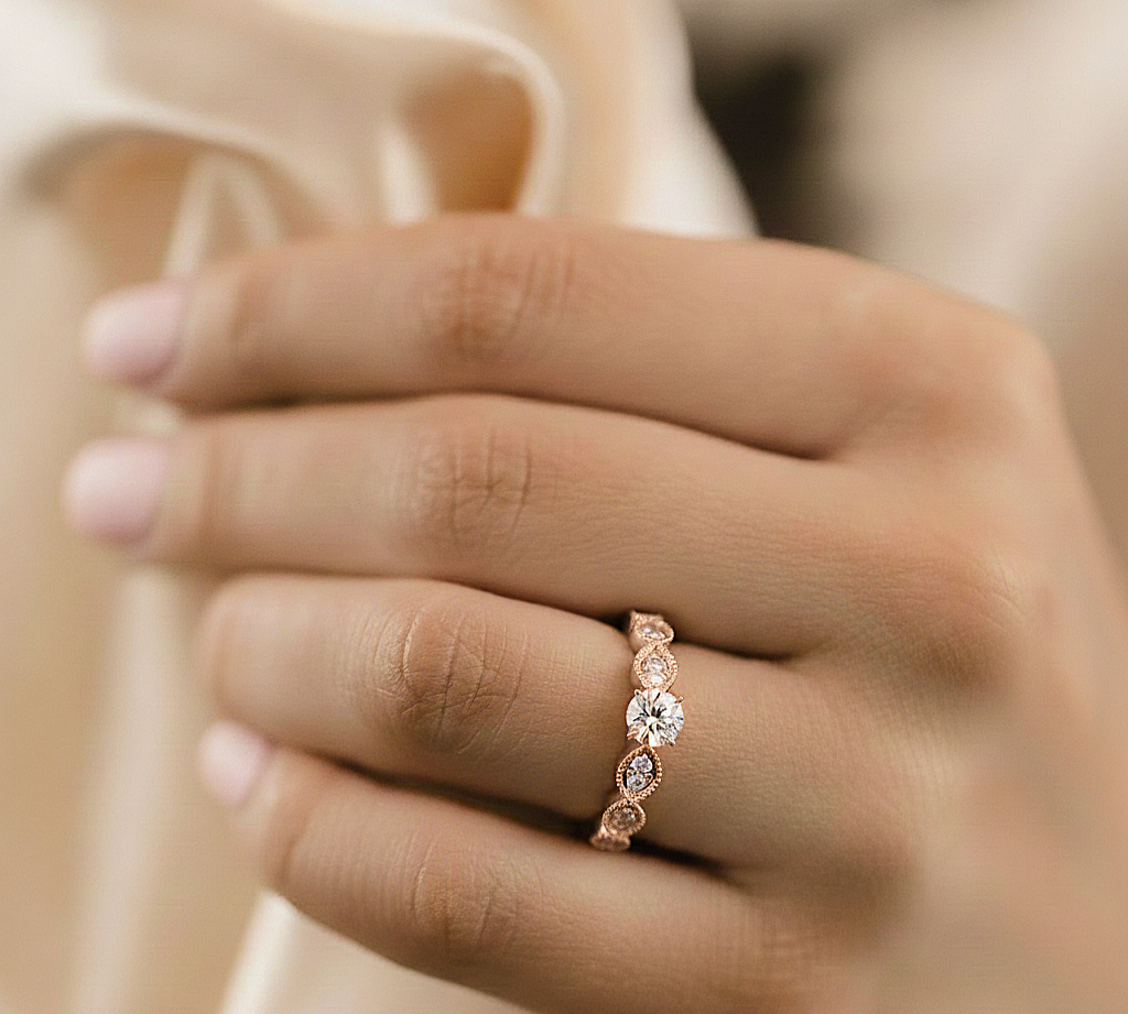 Round Shapes Colorless Lab grown Diamond 14K Solitaire Diamond Ring Perfect Gift For Her