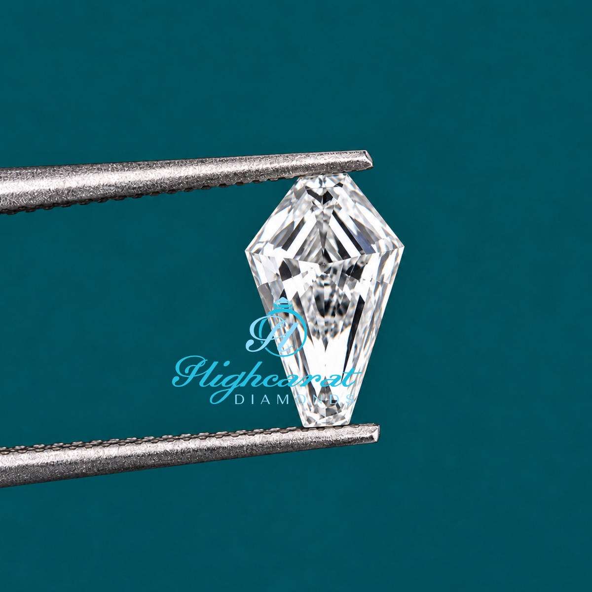 Matching pair of coffin cut lab grown diamonds