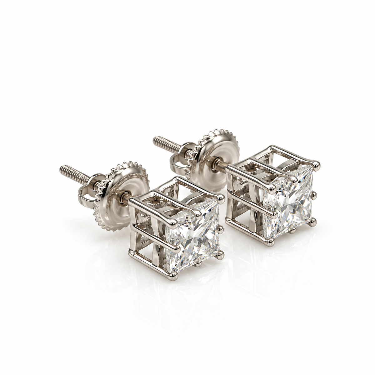 Lily Cut Lab Grown Diamond White Gold Stud Earring