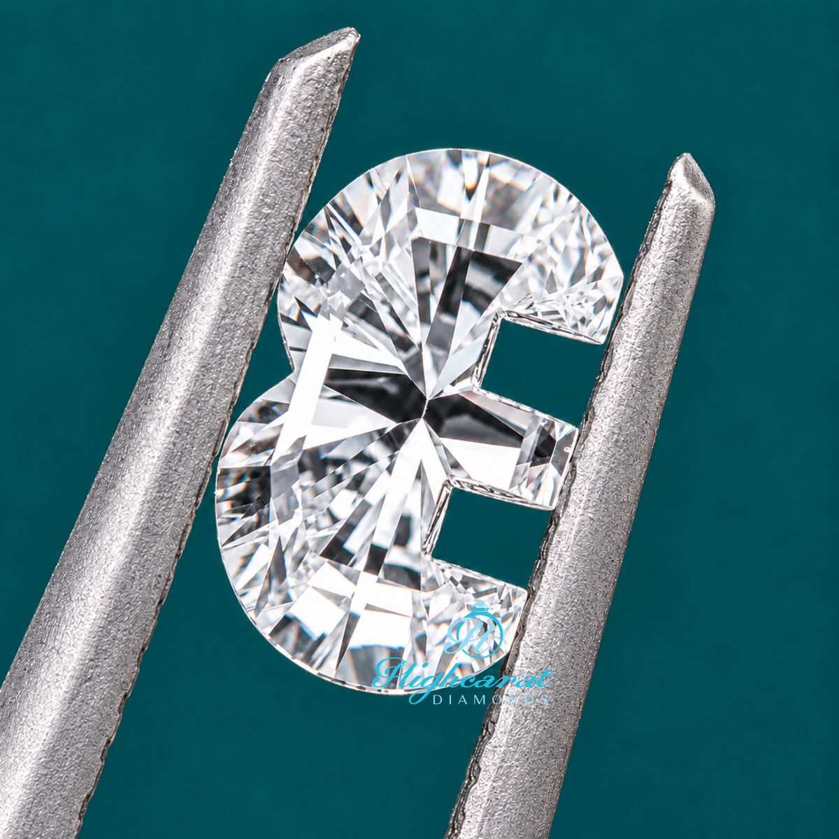 E letter shape fancy cut lab grown diamond