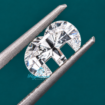 Detailed E shape lab grown diamond