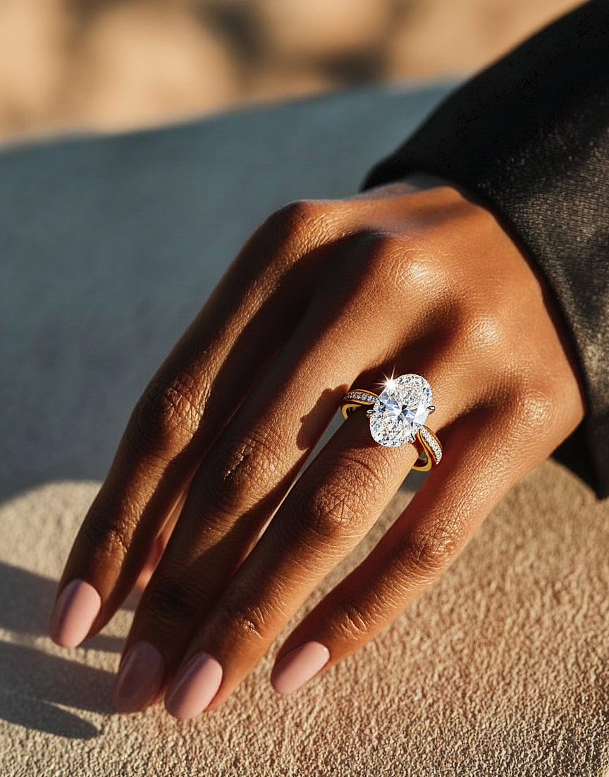 Oval Cut Lab Diamond Engagement Ring