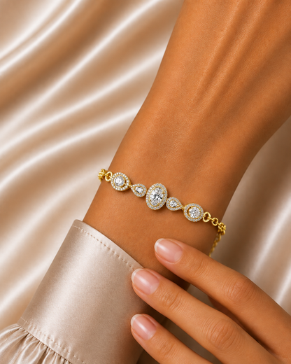 Oval Halo Lab Grown Diamond Designer Bracelet