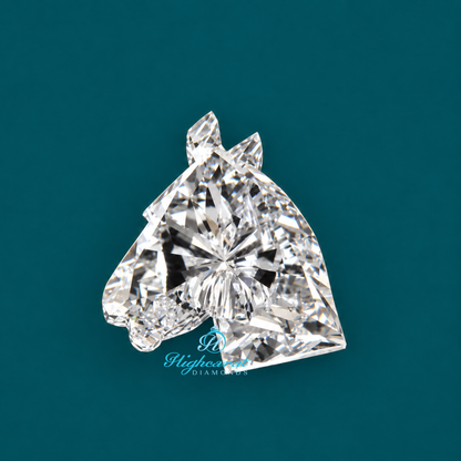 Close-up of horse shape lab grown fancy cut diamond