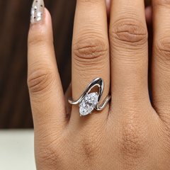 Marquise Wave Cut Lab Grown Diamond Ring