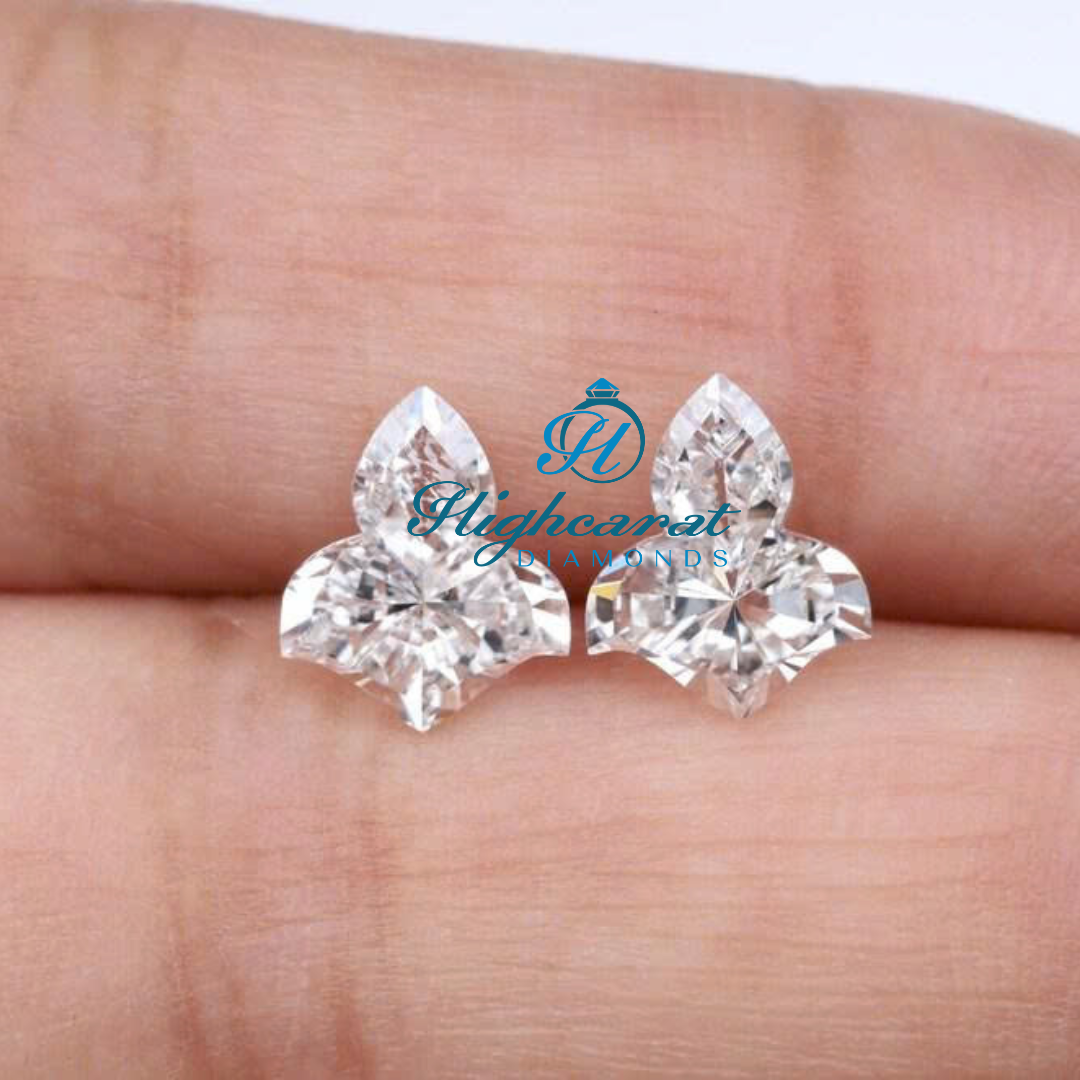 leaf Shape Lab Grown Antique Cut Sparkling Diamond For Earrings Pair & Pendant