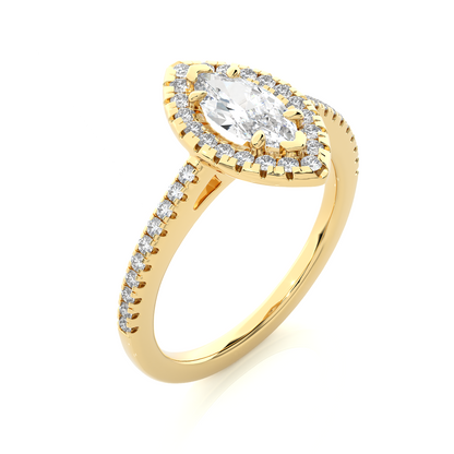 marquise and round cuts lab grown diamond ring, a new blend for special occasions - HIGHCARAT DIAMONDS