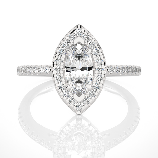 marquise and round cuts lab grown diamond ring, a new blend for special occasions - HIGHCARAT DIAMONDS