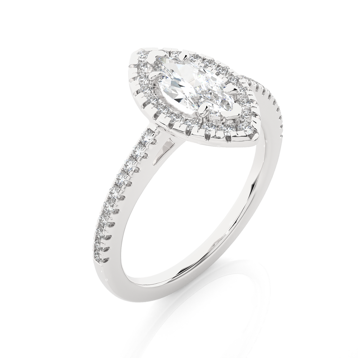 marquise and round cuts lab grown diamond ring, a new blend for special occasions - HIGHCARAT DIAMONDS