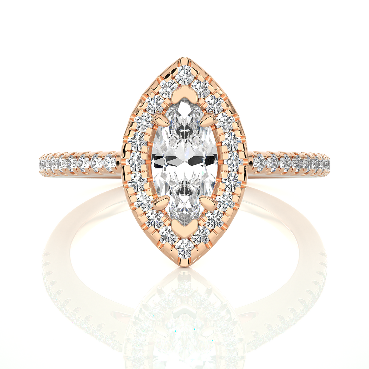 marquise and round cuts lab grown diamond ring, a new blend for special occasions - HIGHCARAT DIAMONDS