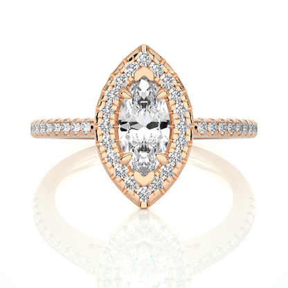 marquise and round cuts lab grown diamond ring, a new blend for special occasions - HIGHCARAT DIAMONDS