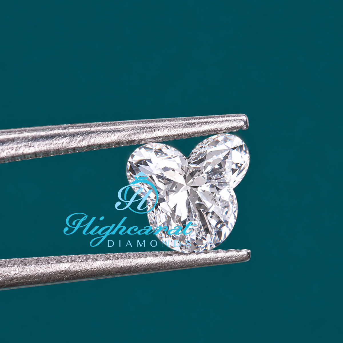 Mickey Mouse shaped fancy cut lab grown diamond