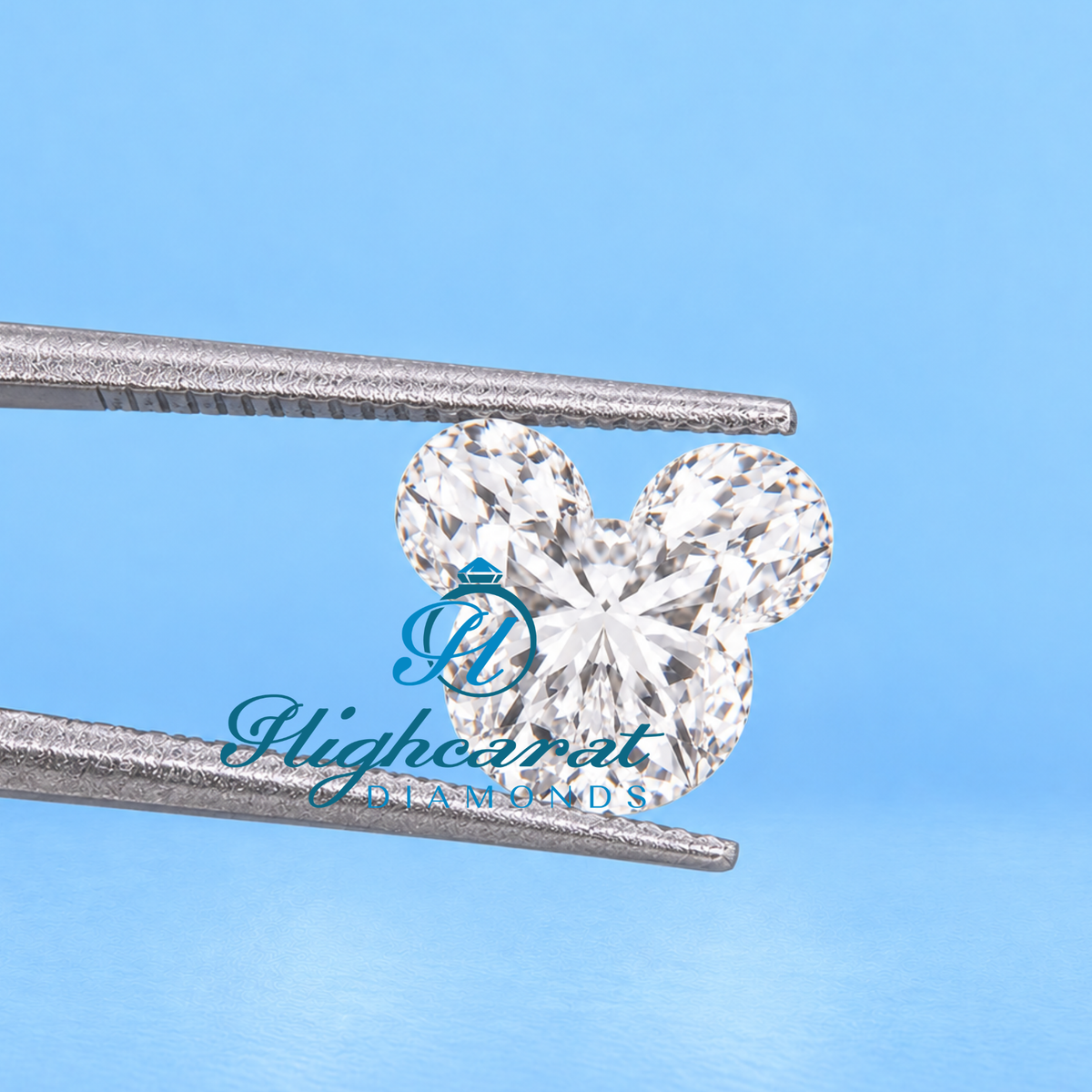 Close-up of Mickey Mouse shape lab grown diamond