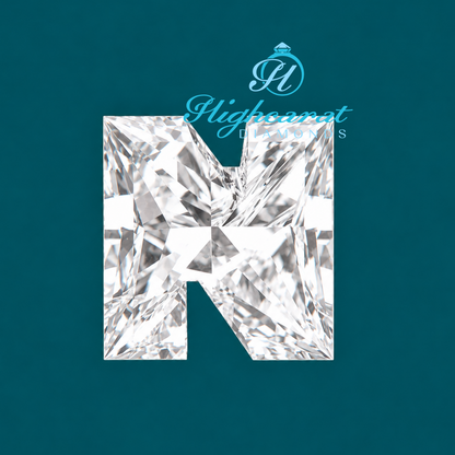 N letter shape lab grown custom cut diamond