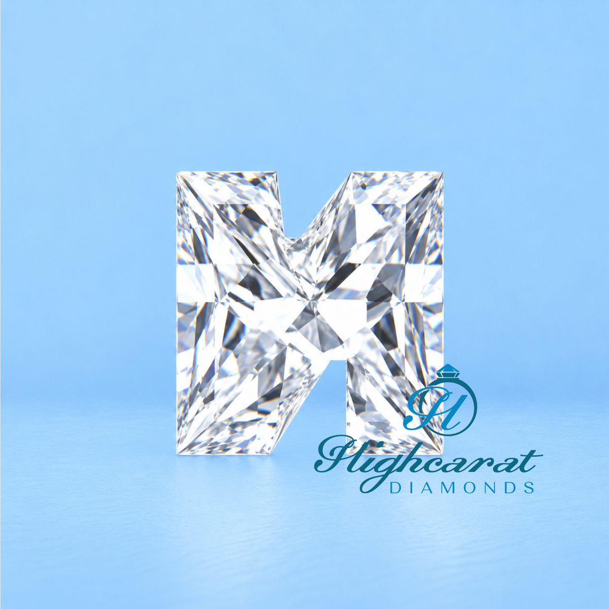 Detailed N shape lab grown custom diamond