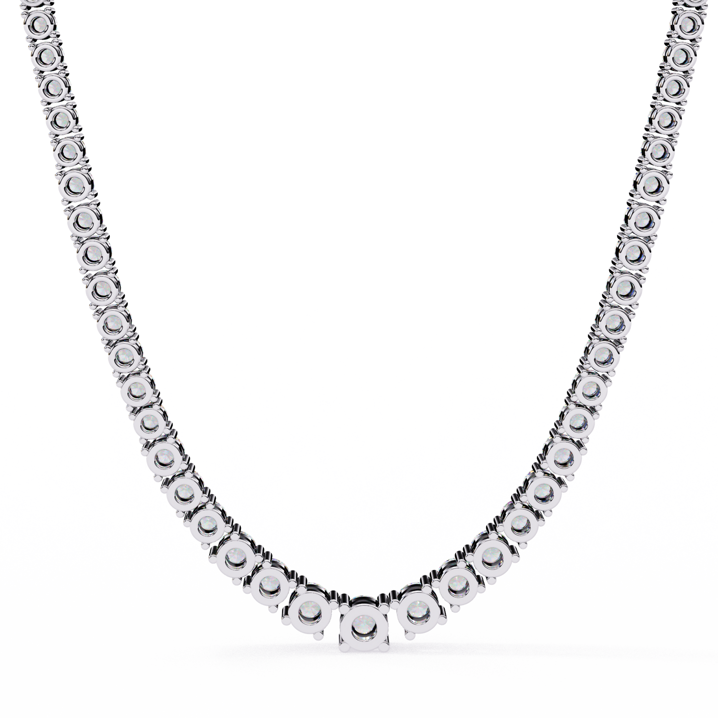 17.54 Ct Round Cut Lab Grown  Diamond Prong Set Elegant Minimalist Unisex Vintage Chain Tennis Necklace