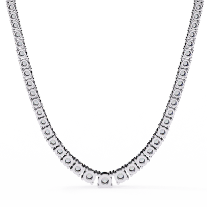 17.54 Ct Round Cut Lab Grown  Diamond Prong Set Elegant Minimalist Unisex Vintage Chain Tennis Necklace