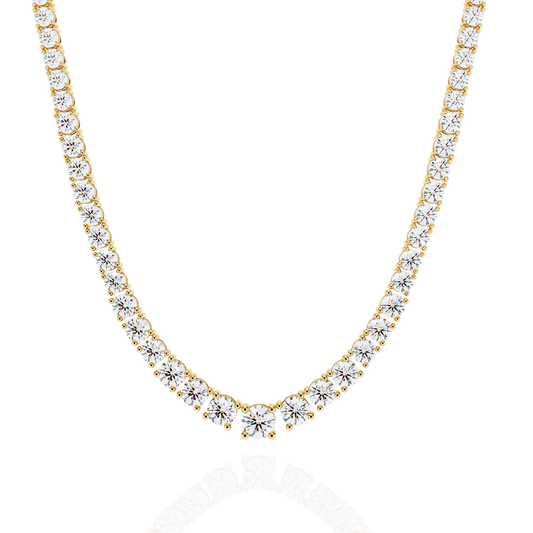 17.54 Ct Round Cut Lab Grown  Diamond Prong Set Elegant Minimalist Unisex Vintage Chain Tennis Necklace