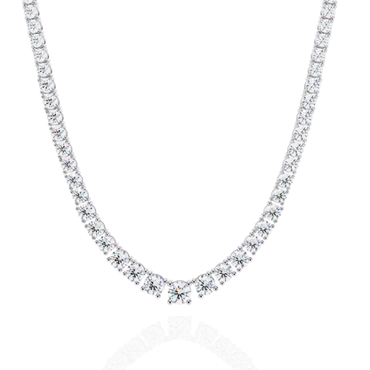 17.54 Ct Round Cut Lab Grown  Diamond Prong Set Elegant Minimalist Unisex Vintage Chain Tennis Necklace