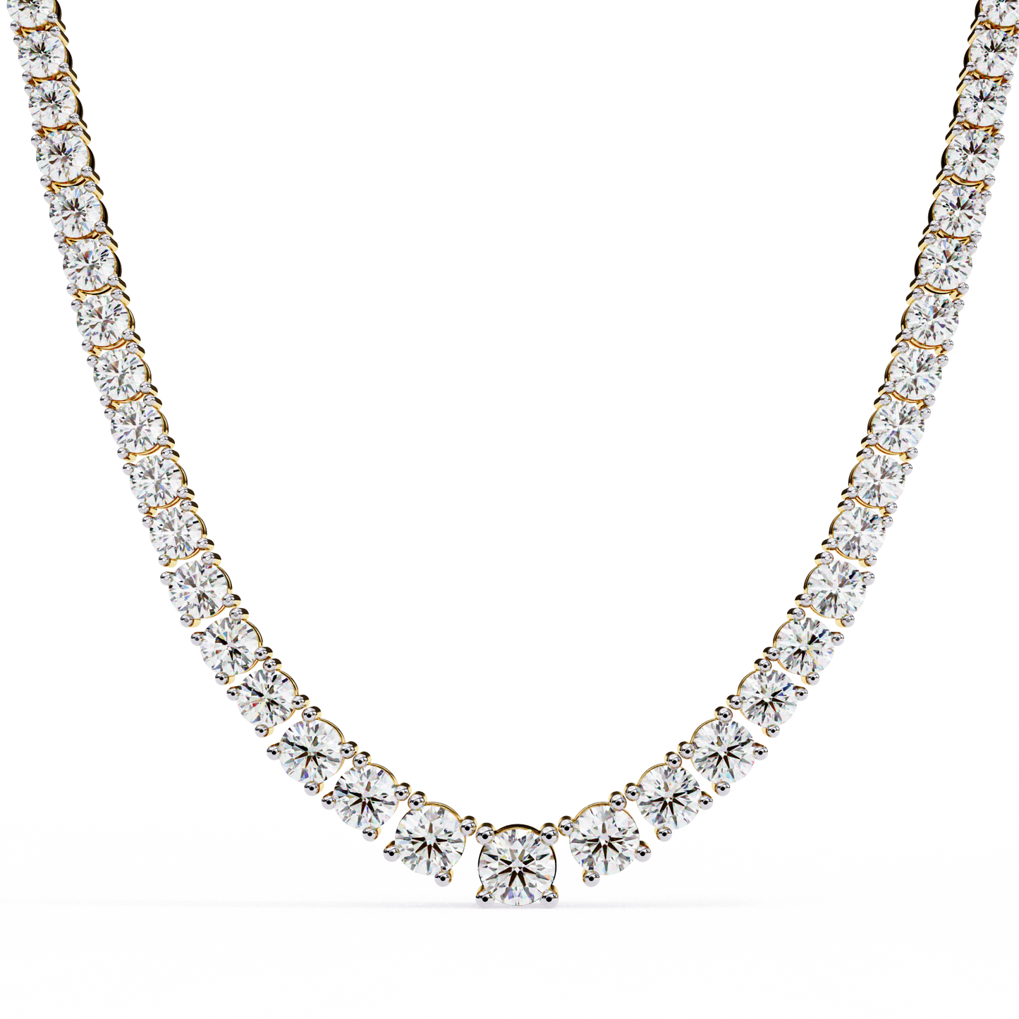 17.54 Ct Round Cut Lab Grown  Diamond Prong Set Elegant Minimalist Unisex Vintage Chain Tennis Necklace