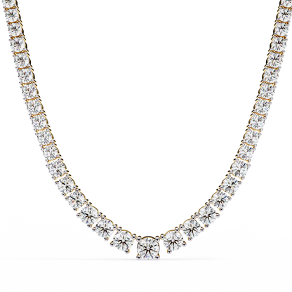 17.54 Ct Round Cut Lab Grown  Diamond Prong Set Elegant Minimalist Unisex Vintage Chain Tennis Necklace