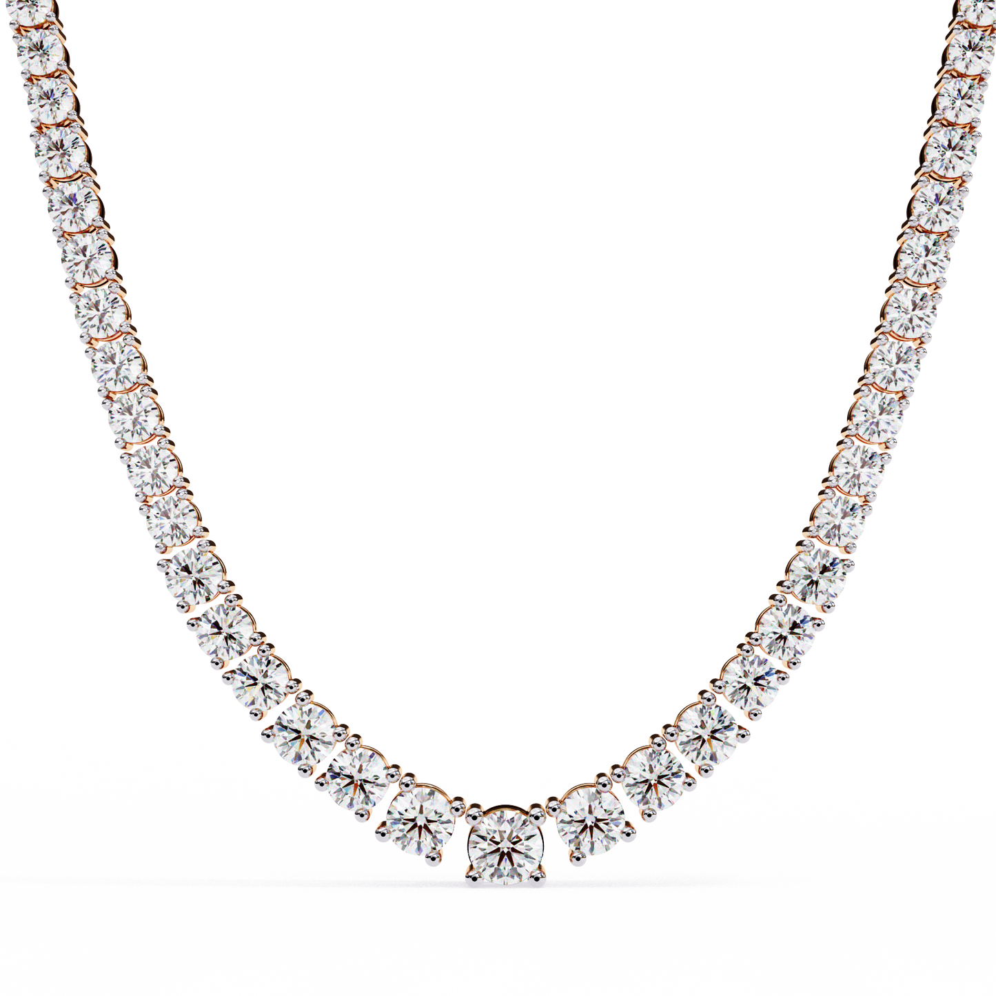 17.54 Ct Round Cut Lab Grown  Diamond Prong Set Elegant Minimalist Unisex Vintage Chain Tennis Necklace