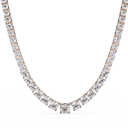 17.54 Ct Round Cut Lab Grown  Diamond Prong Set Elegant Minimalist Unisex Vintage Chain Tennis Necklace