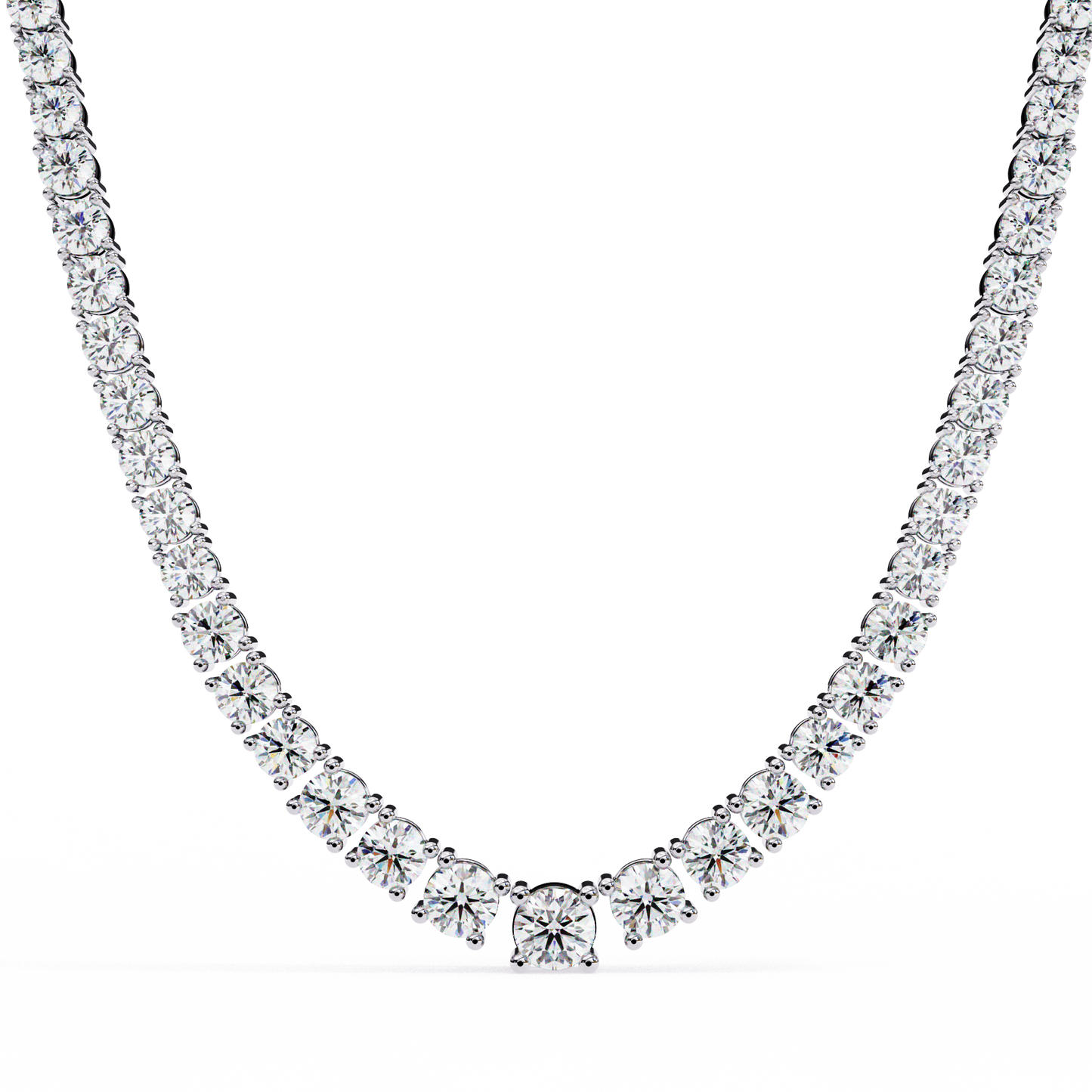 17.54 Ct Round Cut Lab Grown  Diamond Prong Set Elegant Minimalist Unisex Vintage Chain Tennis Necklace