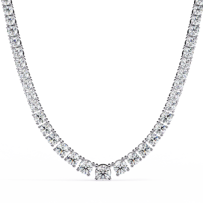 17.54 Ct Round Cut Lab Grown  Diamond Prong Set Elegant Minimalist Unisex Vintage Chain Tennis Necklace
