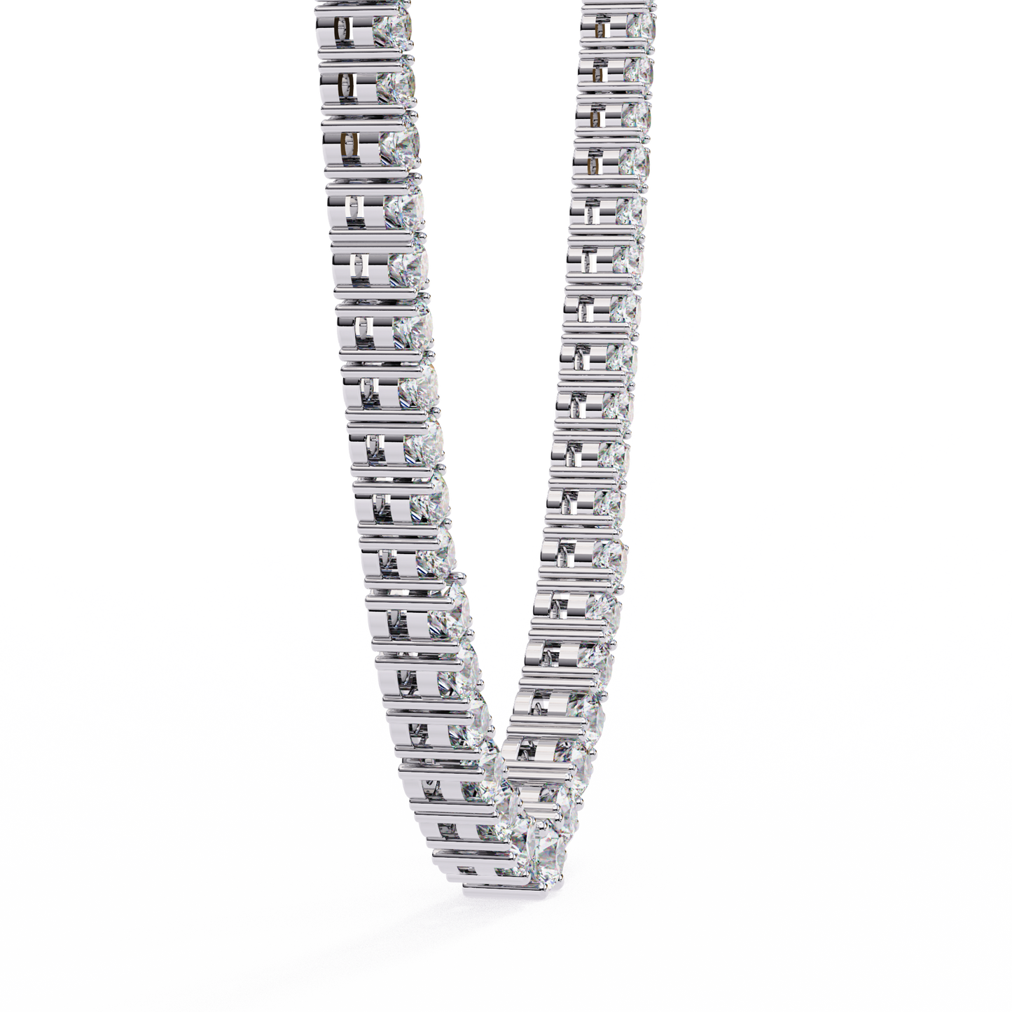 17.54 Ct Round Cut Lab Grown  Diamond Prong Set Elegant Minimalist Unisex Vintage Chain Tennis Necklace