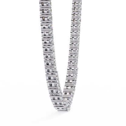 17.54 Ct Round Cut Lab Grown  Diamond Prong Set Elegant Minimalist Unisex Vintage Chain Tennis Necklace