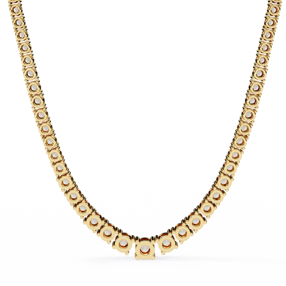 17.54 Ct Round Cut Lab Grown  Diamond Prong Set Elegant Minimalist Unisex Vintage Chain Tennis Necklace