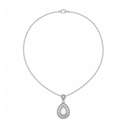Pear Shape Moissanite Diamond Double Halo Pendant With Chain