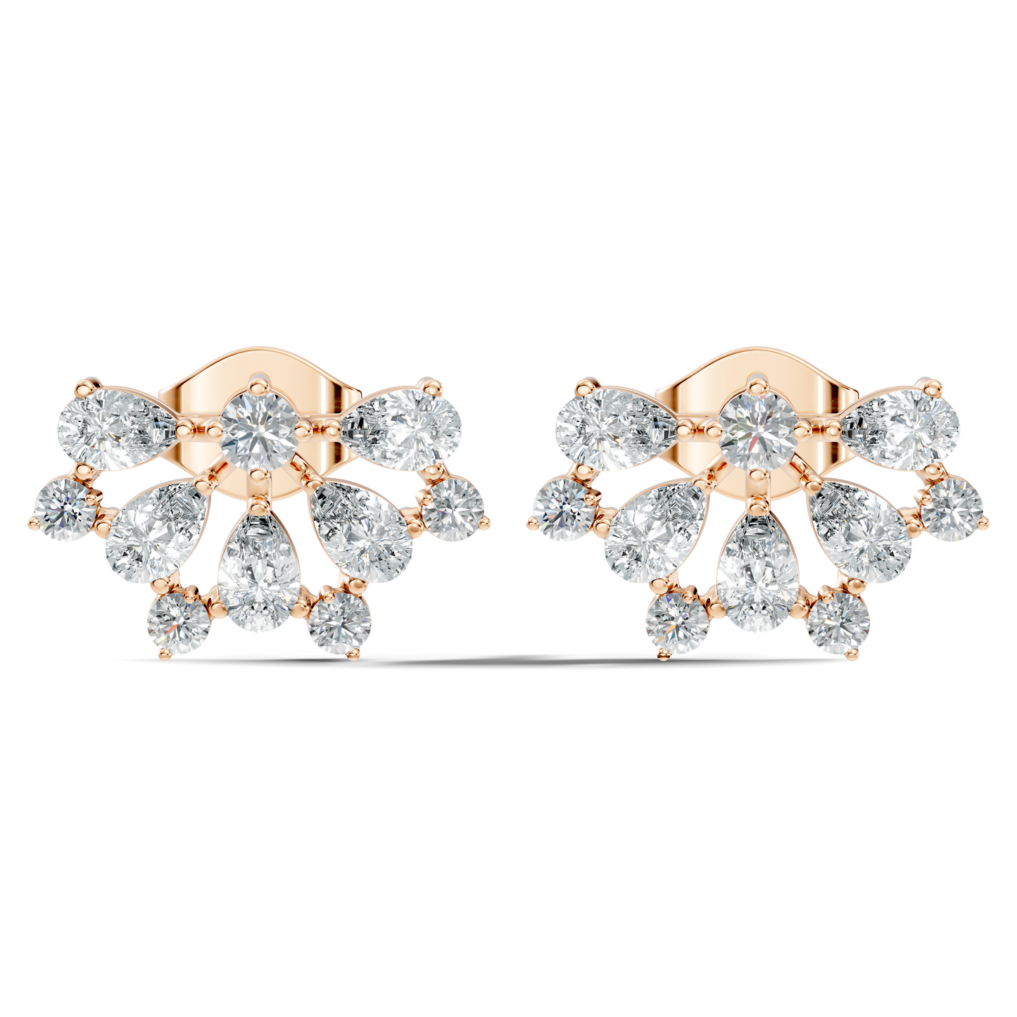 Elegant 2.17 Ct Pear and Round Diamonds Earrings in 14K Gold for Her - HIGHCARAT DIAMONDS