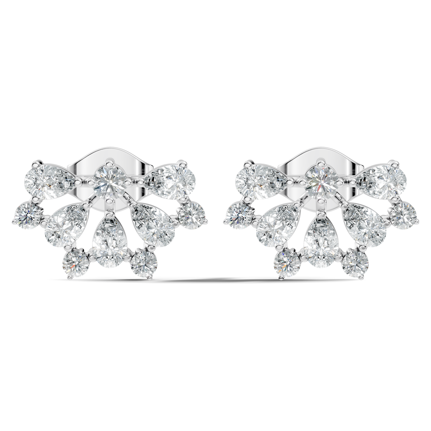 Elegant 2.17 Ct Pear and Round Diamonds Earrings in 14K Gold for Her - HIGHCARAT DIAMONDS