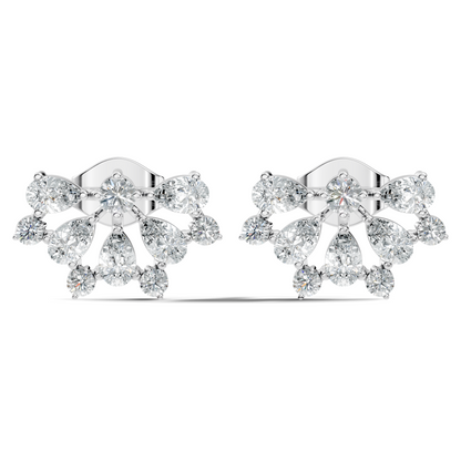 Elegant 2.17 Ct Pear and Round Diamonds Earrings in 14K Gold for Her - HIGHCARAT DIAMONDS
