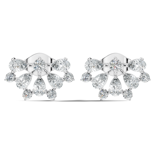 Elegant 2.17 Ct Pear and Round Diamonds Earrings in 14K Gold for Her - HIGHCARAT DIAMONDS
