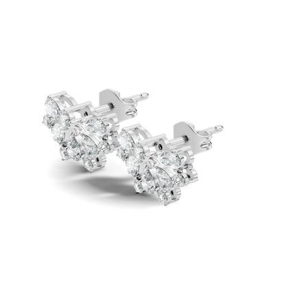 Elegant 2.17 Ct Pear and Round Diamonds Earrings in 14K Gold for Her - HIGHCARAT DIAMONDS