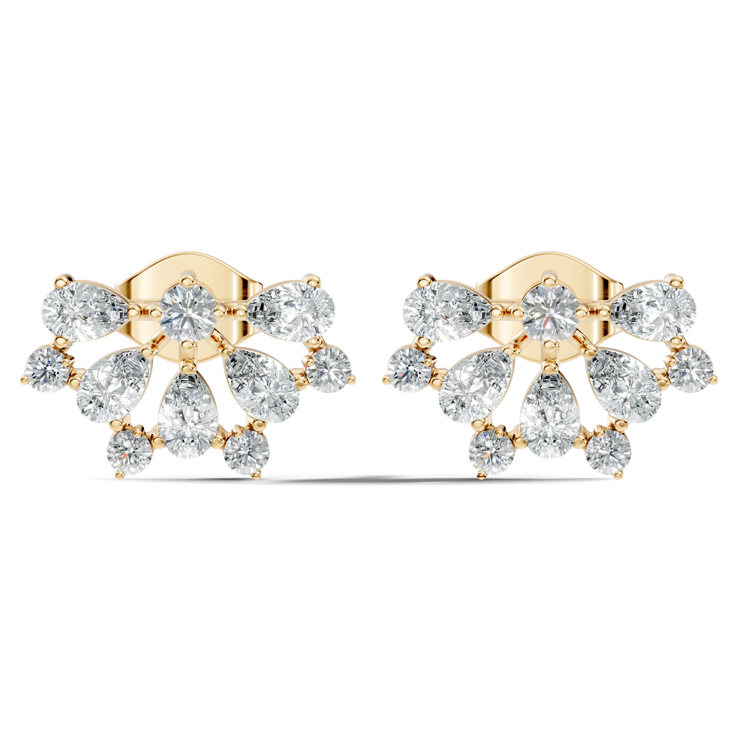 Elegant 2.17 Ct Pear and Round Diamonds Earrings in 14K Gold for Her - HIGHCARAT DIAMONDS