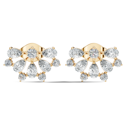 Elegant 2.17 Ct Pear and Round Diamonds Earrings in 14K Gold for Her - HIGHCARAT DIAMONDS