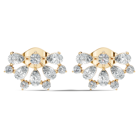 Elegant 2.17 Ct Pear and Round Diamonds Earrings in 14K Gold for Her - HIGHCARAT DIAMONDS