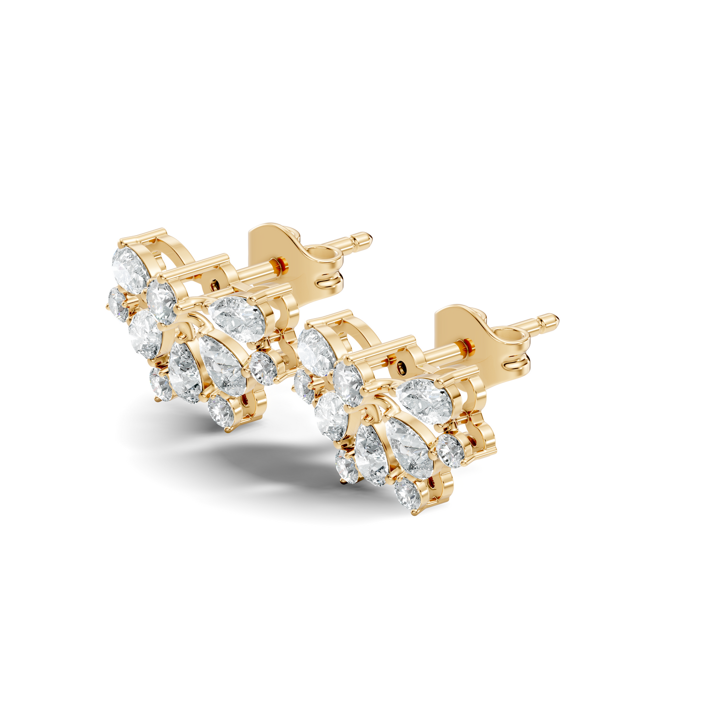 Elegant 2.17 Ct Pear and Round Diamonds Earrings in 14K Gold for Her - HIGHCARAT DIAMONDS