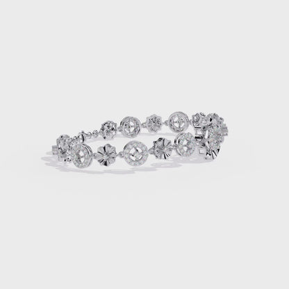 1.29Ct Round Cut Natural Diamond Halo Style Antique Stunning Perfect Line Bracelet Gift For Her